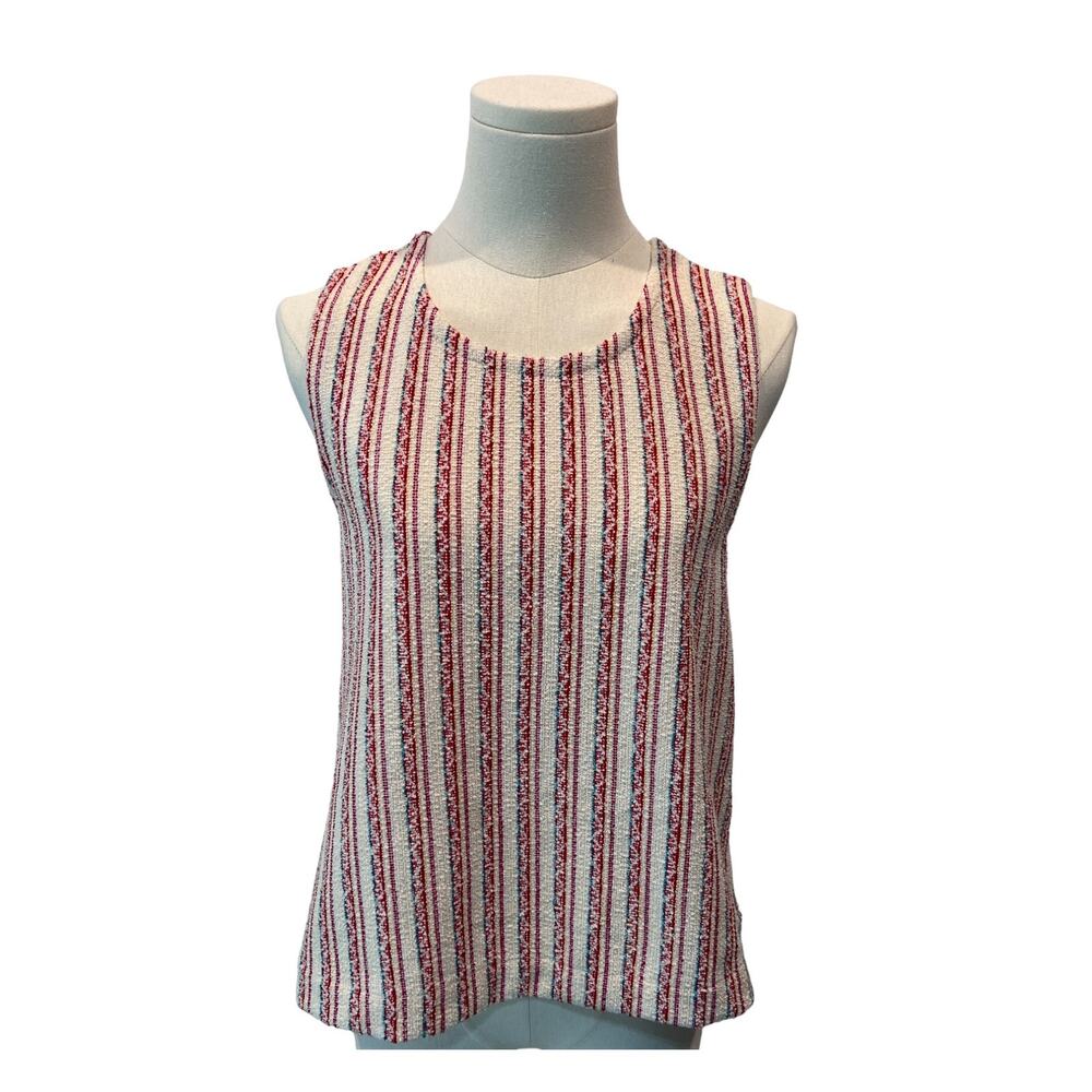 Madewell Shirt Womens Size XS Boucle Stripe Cross Open Back Tank Top